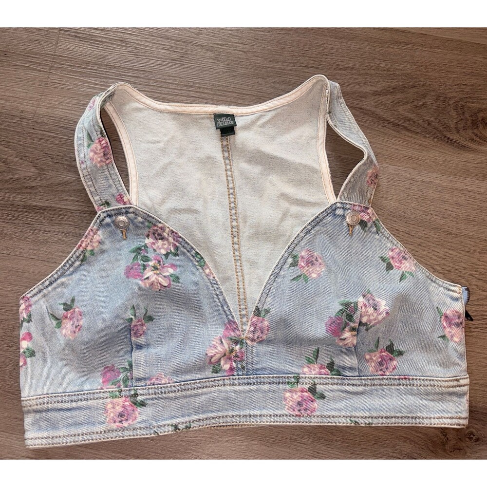 Wild Fable denim street wear sleeveless Crop top L EUC